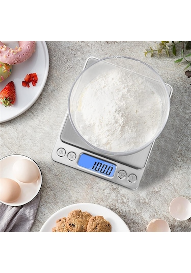 Gıda Terazileri 3kg/0.1g Dijital Mutfak Terazisi Ağırlık Gram Ve Ons Gümüş