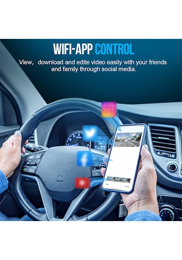 Gajeena Araba Sürücü Kaydedici Fhd 1080p - Wifi Bağlantılı 140 Geniş Açı Kamera, 360 Dönebilen, 24 Saat Park Monitörü, Usb Şarjlı Sd Kart Yok