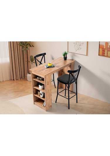 Vista Eylül Bar Raflı Mutfak Masa Takımı 50x120 001