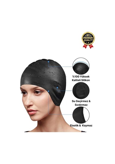 Premium Su Geçirmez Sızdırmaz Kaymaz Elastik Yüzme Şapkası Kaliteli Silikon Deniz Havuz Yüzme Bonesi Çok Renkli