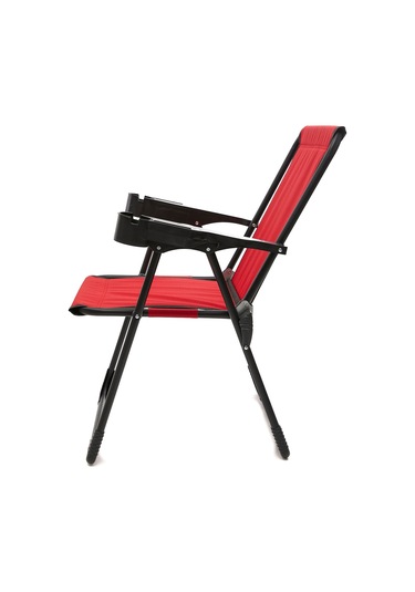 Silva 4 Adet Kamp Sandalyesi Bardaklıklı Lüks Kırmızı + MDF Masa Kırmızı
