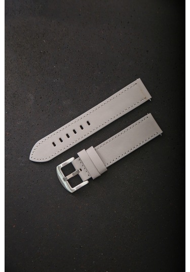 Hakiki Deri 20mm Akıllı Pimli Saat Kordonu Gri