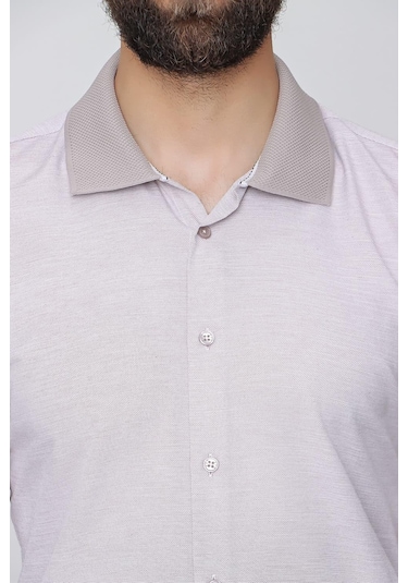 G 1491 Slim Fit Bej Spor Gömlek Bej