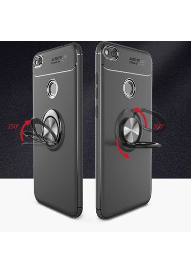 Huawei P9 Lite 2017 Kilif Yüzüklü Tam Korumali Silikon Kapak 418748050