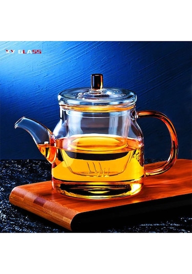 Morponi Borosilikat Cam Cam Kapaklı Ve Süzgeçli Gold Sap Demlik 800 Ml Tkb Aw2005 Şeffaf