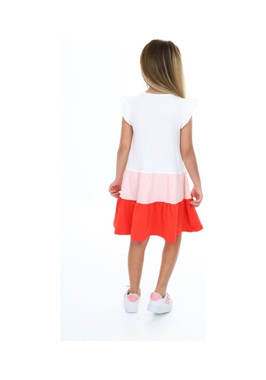 Toontoy Kız Çocuk Fırfırlı Garni Detaylı Elbise Pudra