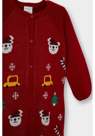 Defacto Erkek Bebek Yenidoğan Yeni Yıl Baskılı Triko 2li Tulum F3235a525wnrd79 Kırmızı-rd79