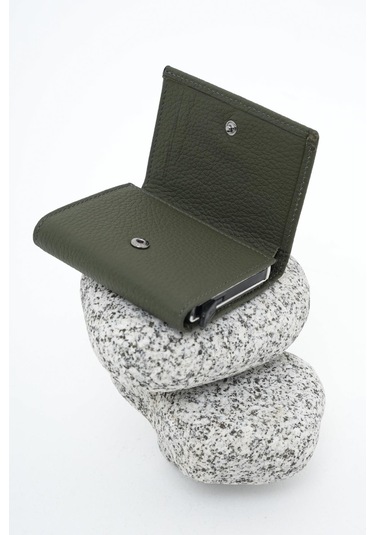 Erkek Mekanizmalı Deri Cüzdan Haki Yeşil 113570