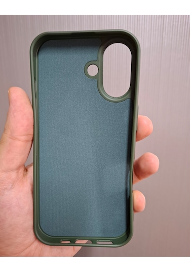 İphone 17 Uyumlu Logolu İçi Kadife Silikon Lansman Kılıf Haki