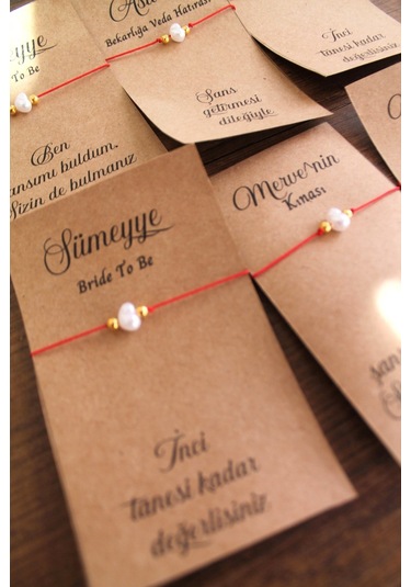 50 Adet İncili Kırmızı Şans Bilekliği - Kına Hediye - Kişiyeözel