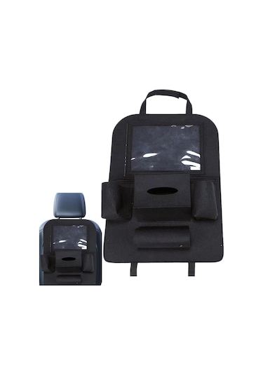 Glanz Araç Koltuk Arkası Organizer Siyah Oto Tablet Telefon Tutucu Araba İçi Düzenleyici