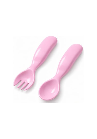 Mamajoo Ergonomik Beslenme Kaşık & Çatal Seti Pembe, 6 Ay+ İkili