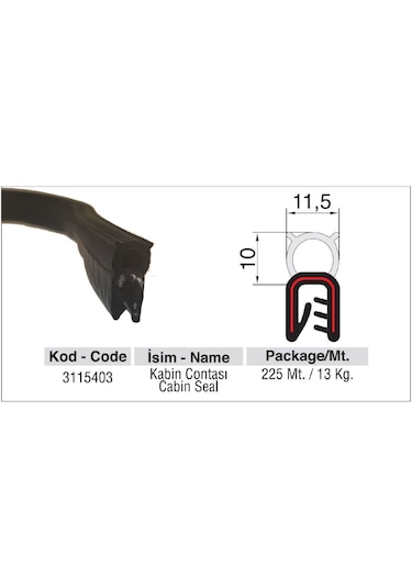 10.Mt Kaliteli Epdm Dık Takılan Geçmeli Conta