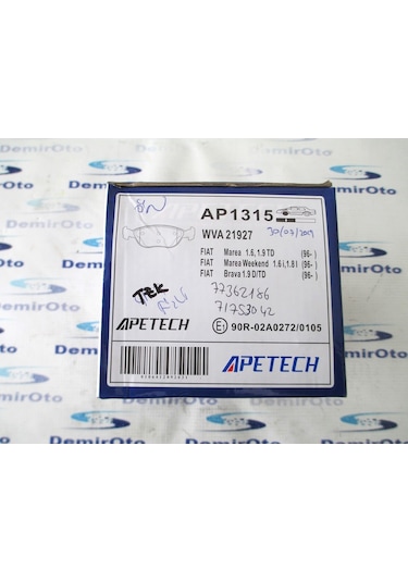 71753042 Fren Balata Takımı Ön Tek Fişli Marea-Bravo APETECH