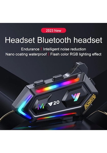 Always Y20 Bt5.3 Motosiklet Kask Kulaklık Intercom Işıklı Motorsiklet Interkom