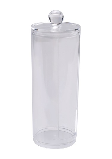 Leasetake Yüz Makyajı Kabı Pamuk Pedleri Yuvarlak Kapaklı Dağıtıcı Şeffaf Akrilik Dağıtıcı Pamuk Şeffaf