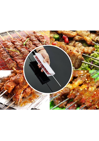 Cbtx Fonksiyonel Barbekü Giyim İpi Takım Tezgahı Et Sebze Kebap Şiş Gümüş