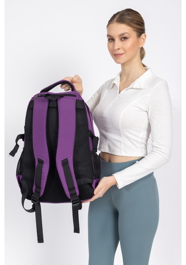 Fermuarlı Geniş Bölmeli Spor & Okul Sırt Çantası Hafif, Ergonomik Ve Dayanıklı Tasarım - Mor Mor
