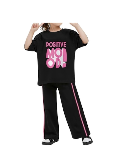 İspanyol Paça Kız Çocuk Alt Üst Takım Siyah