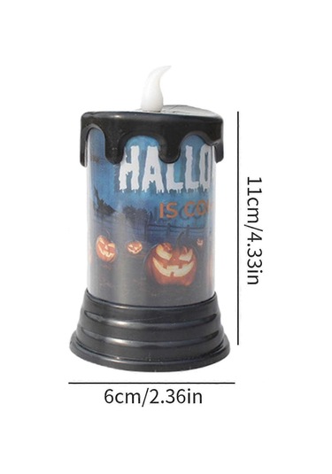 Cadılar Bayramı Mumları Cadılar Bayramı Alevsiz Mumları - Pil İle Çalışan Gerçek Balmumu Led Sütun Mumlar, Kale, Cadı Ve Çıkartma Mumlarla Sıcak Işık Çok Renkli