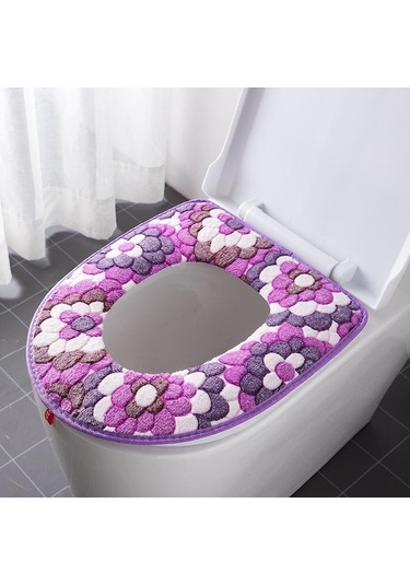Novahub Mor Kadın Günlük Klozet Yıkayıcı Ev Klozet Koltuk Minderi Fermuar Tipi Dört Mevsim Evrensel Tuvalet Kapağı Sonbahar Ve Kış Peluş Kalınlaşma Mor