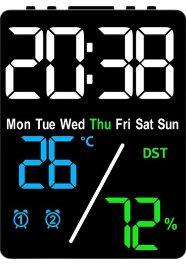 Trendooze Suntek Saat Ev Dijital Çalar Ayarları Alarm 3-renk-siyah 2 Lc