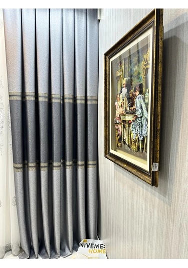 Nivemeshome Eliza Gri V-2536 1/3 Sık Pile Fon Perde Apm Gri