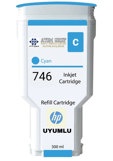 Atom Grup- 746 Hp P2v80a Cyan-mavi- Uyumlu. Kartuş 300ml