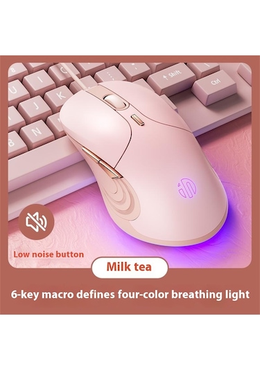 Inphıc B8 Usb Kablolu Fare Kızlar Kadınlar İçin 7200 Dpı 6 Anahtar Dilsiz Oyun Fare Dizüstü Bilgisayar İçin