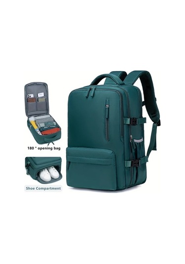 Fastbuy 15.6 Inç Hightower Siyah Seyahat Sırt Çantası, Büyük Kapasite, Ayakkabı Bölmesi, Şarj Portu, Hafif Laptop Çantası siyah