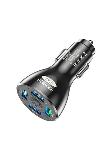 50w 4 Port Usb Araç Qc 3.0 Hızlı Şarj Mini Telefon Şarj Cihazı Avustralya'da B-siyah