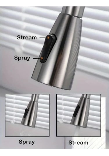 Trendooze Modern Siyah 360 Derece Döner Başlıklı Çekmeli Paslanmaz Çelik Parmak İzi Geçirmez Musluk