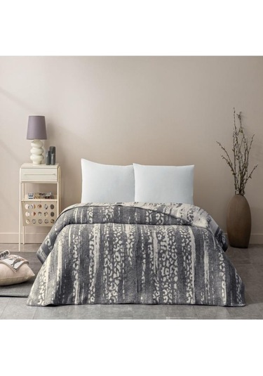 Taç Savanna Pamuk Çift Kişilik Battaniye Gri Gri
