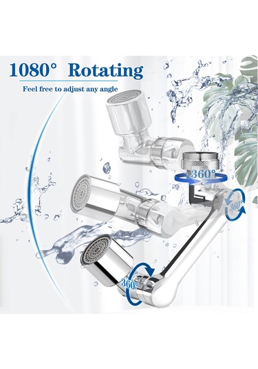 Qianfan 1080 Derece Dönebilen Musluk Uzatma, Evrensel Büyük Gümüş