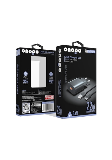 Onopo M9 22W Usb Hızlı Şarj Aleti Seti