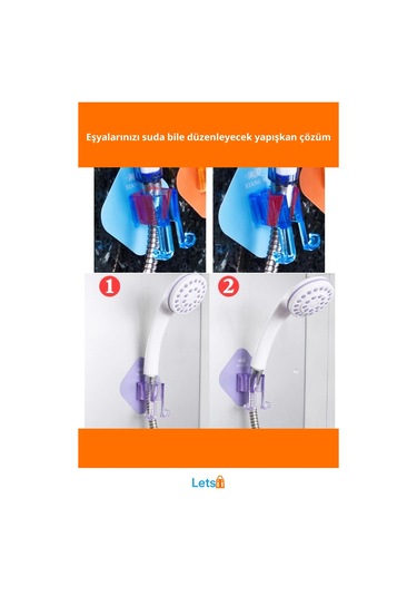 Kendinden Yapışkanlı Duş Başlığı Organizeri Çok Renkli