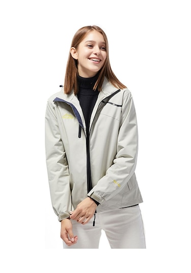 Kadın Açık Spor Tek Katmanlı Stormsuit Aşınmaya Dayanıklı Su Geçirmez Rüzgar Geçirmez Mont Beyaz