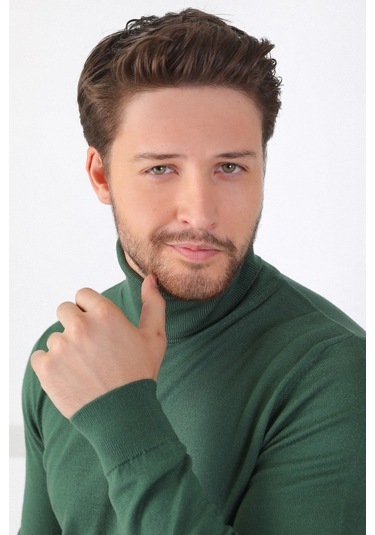 Ferraro Yeşil Balıkçı Yaka Pamuk Kazak Yeşil