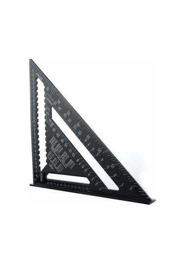Pazly 12 İncilik Ağaç İşleme Açı Cetveli, Alüminyum, Siyah, Metrik Ölçüm Diğer