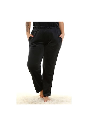 Kadife Beli Lastikli Cepli Pijama Alt