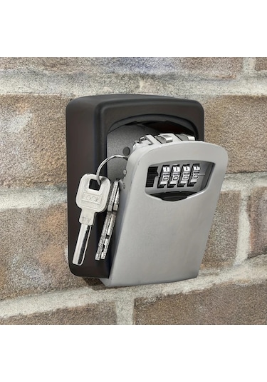 Chenkestoreone Gri Kombinasyonlu Çelik Anahtar Kasası, Hıza Dayanıklı Ev Ofis Güvenlik Kutusu Gri
