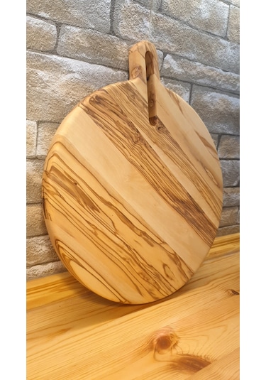 Zeytin Ağacı Ahşap Pizza Peynir Sunum Saplı Kesme Tahtası