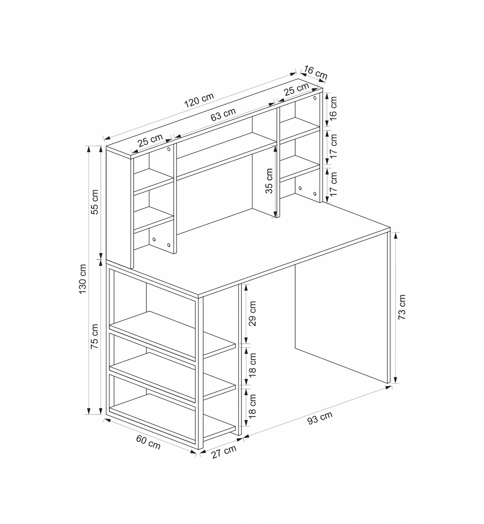 Liora Çalışma Masası - Beyaz/rahle Çok Renkli