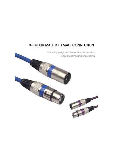 Lemestar 1.5m Uzunlukta 6 Renkli Set, Çift Katlı Koruma, 3 Pin Xlr Mikrofon-mikser Ses Kablosu Profesyonel Sinyal Aktarımı