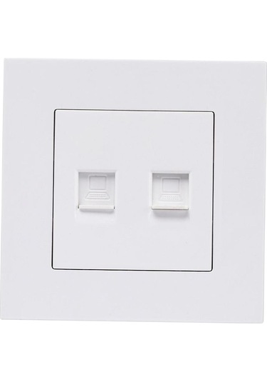 Homyl Çift Ethernet Duvar Plakası Ağ Kablosu Soketi 86mmx86mm