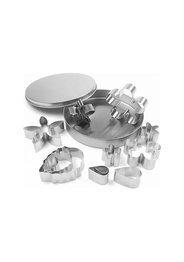 304 Paslanmaz Çelik 12'li Çeşitli Şekillerde Kurabiye, Pasta, Meyve Kesici Seti - El Baking Ve Pastry Aletleri Çok Renkli Çok Renkli