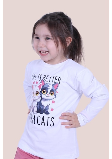 Fyk Kids Kız Çocuk Uzun Kol Sweatshirt Beyaz