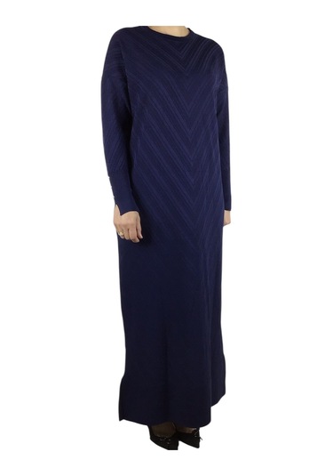 Kadın Düşük Kol Desenli Triko Elbise Elbise3 Lacivert