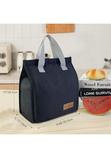Yunboo Öğrenci Ve Ofis Çalışanları İçin Kaliteli Isı Saklamalı Büyük Kapasiteli Alüminyum Folyo Bentobox Çanta, Taşınabilir Outdoor Lunch Tote Lacivert