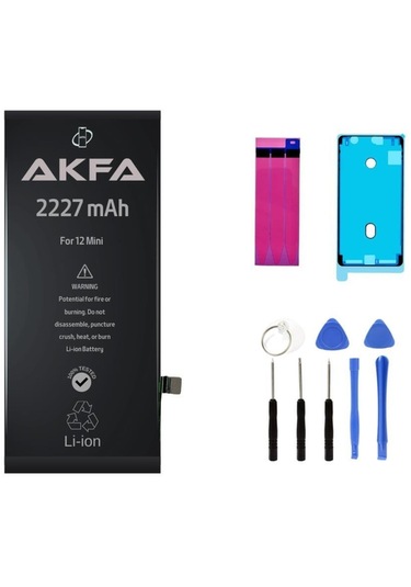 Akfa Apple Uyumlu iPhone  12 Mini Telefon Batarya- 2227 Mah+tamir Seti Model:86498655612